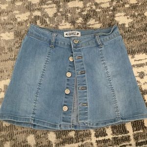 button up denim mini skirt